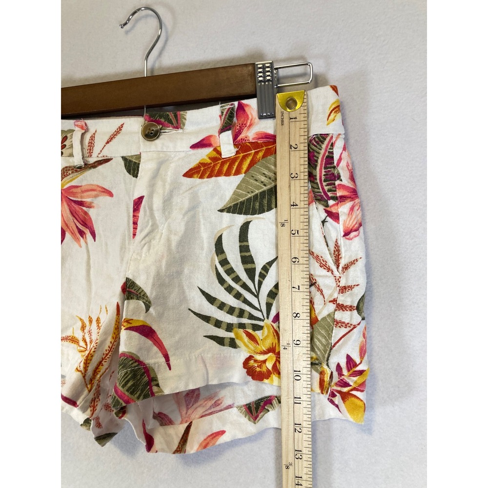 Tropical Floral Old Navy Women 0 White Linen Blend Mid-Rise Everyday Shorts - Picture 6 of 9